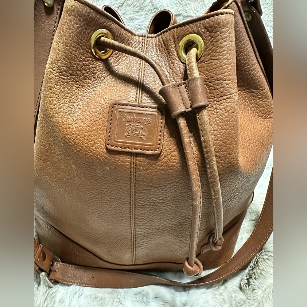 Burberry Tan Leather Drawstring Shoulder Bag - Picture 8 of 9